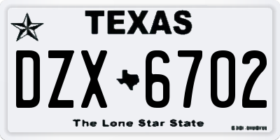 TX license plate DZX6702
