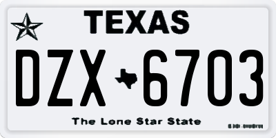 TX license plate DZX6703