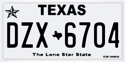 TX license plate DZX6704