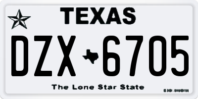 TX license plate DZX6705