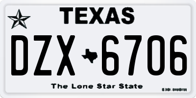 TX license plate DZX6706