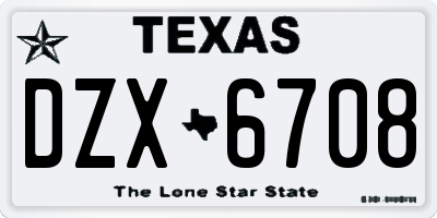 TX license plate DZX6708