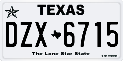 TX license plate DZX6715