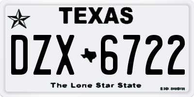 TX license plate DZX6722