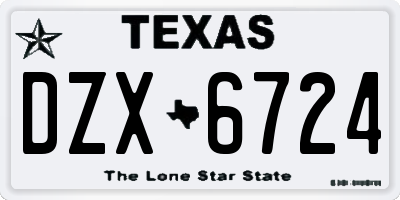 TX license plate DZX6724