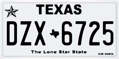 TX license plate DZX6725