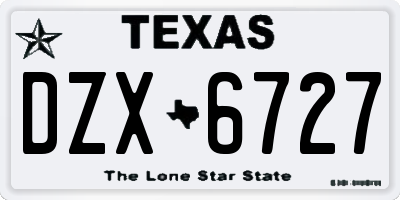 TX license plate DZX6727