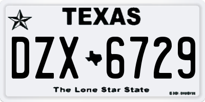 TX license plate DZX6729