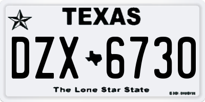 TX license plate DZX6730