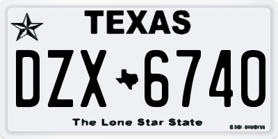 TX license plate DZX6740