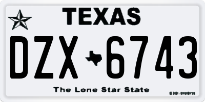 TX license plate DZX6743