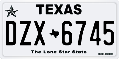 TX license plate DZX6745