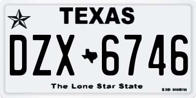 TX license plate DZX6746