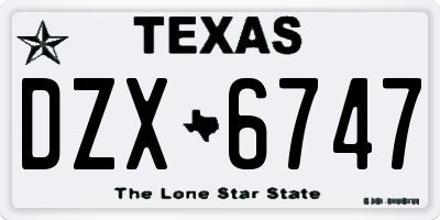 TX license plate DZX6747