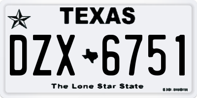 TX license plate DZX6751