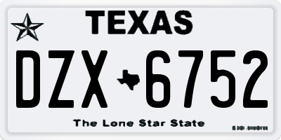 TX license plate DZX6752