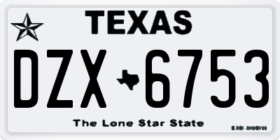 TX license plate DZX6753