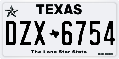 TX license plate DZX6754
