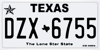 TX license plate DZX6755