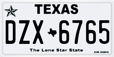 TX license plate DZX6765