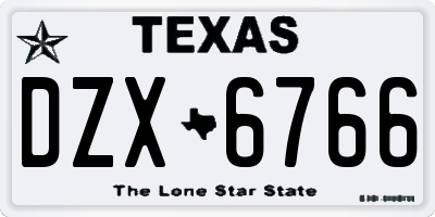 TX license plate DZX6766