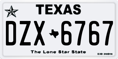 TX license plate DZX6767
