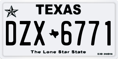 TX license plate DZX6771