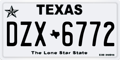 TX license plate DZX6772