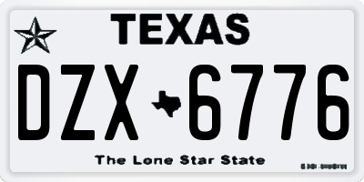 TX license plate DZX6776