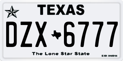 TX license plate DZX6777