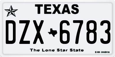 TX license plate DZX6783