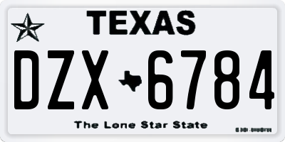 TX license plate DZX6784