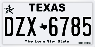 TX license plate DZX6785
