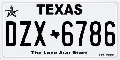 TX license plate DZX6786