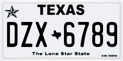 TX license plate DZX6789