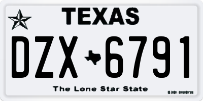 TX license plate DZX6791