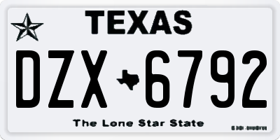 TX license plate DZX6792