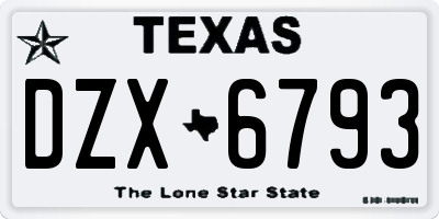 TX license plate DZX6793