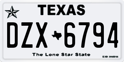TX license plate DZX6794