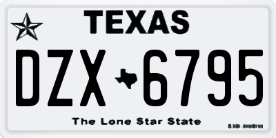 TX license plate DZX6795