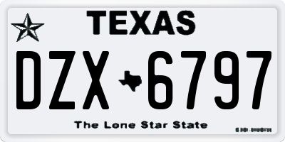 TX license plate DZX6797
