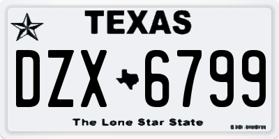 TX license plate DZX6799