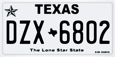 TX license plate DZX6802