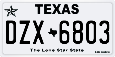 TX license plate DZX6803