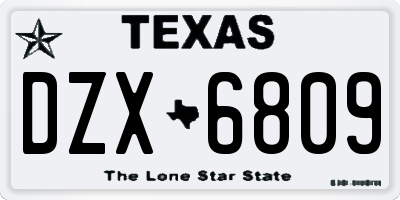 TX license plate DZX6809