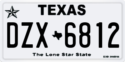 TX license plate DZX6812