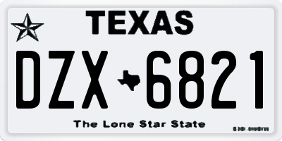 TX license plate DZX6821