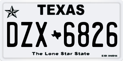 TX license plate DZX6826