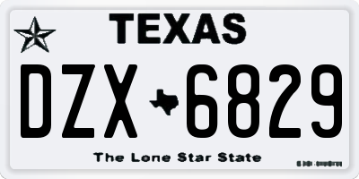 TX license plate DZX6829