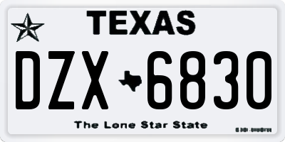 TX license plate DZX6830